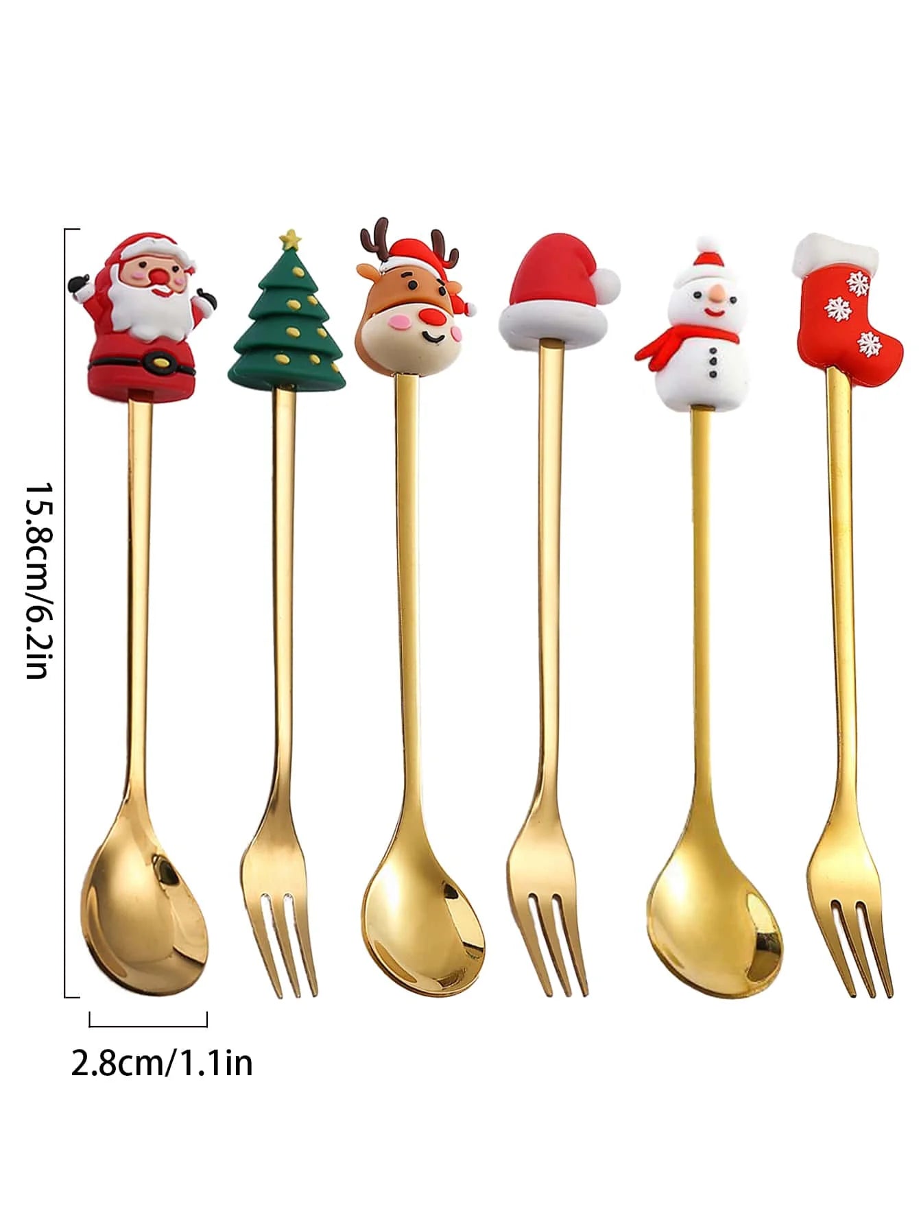 FestiveJoy™ Christmas Spoon & Fork Set – 6 Piece