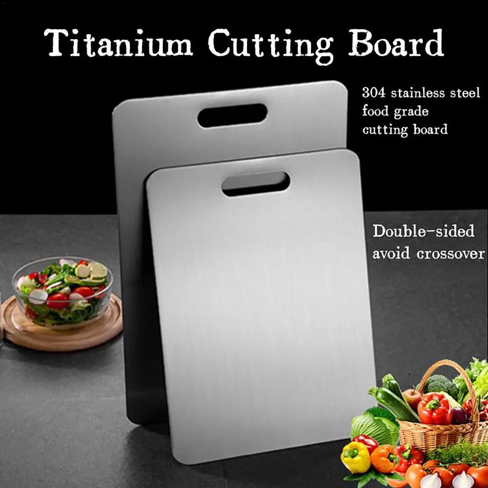 Premium Titanium Cutting Board - Double-Sided 304 Stainless Steel, Food Grade Kitchen Essential
