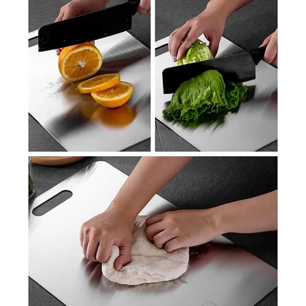 Premium Titanium Cutting Board - Double-Sided 304 Stainless Steel, Food Grade Kitchen Essential