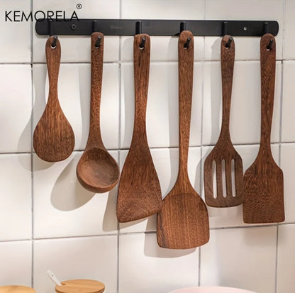 ThaiCraft™ 5-Piece Teak Wooden Kitchen Utensil Set