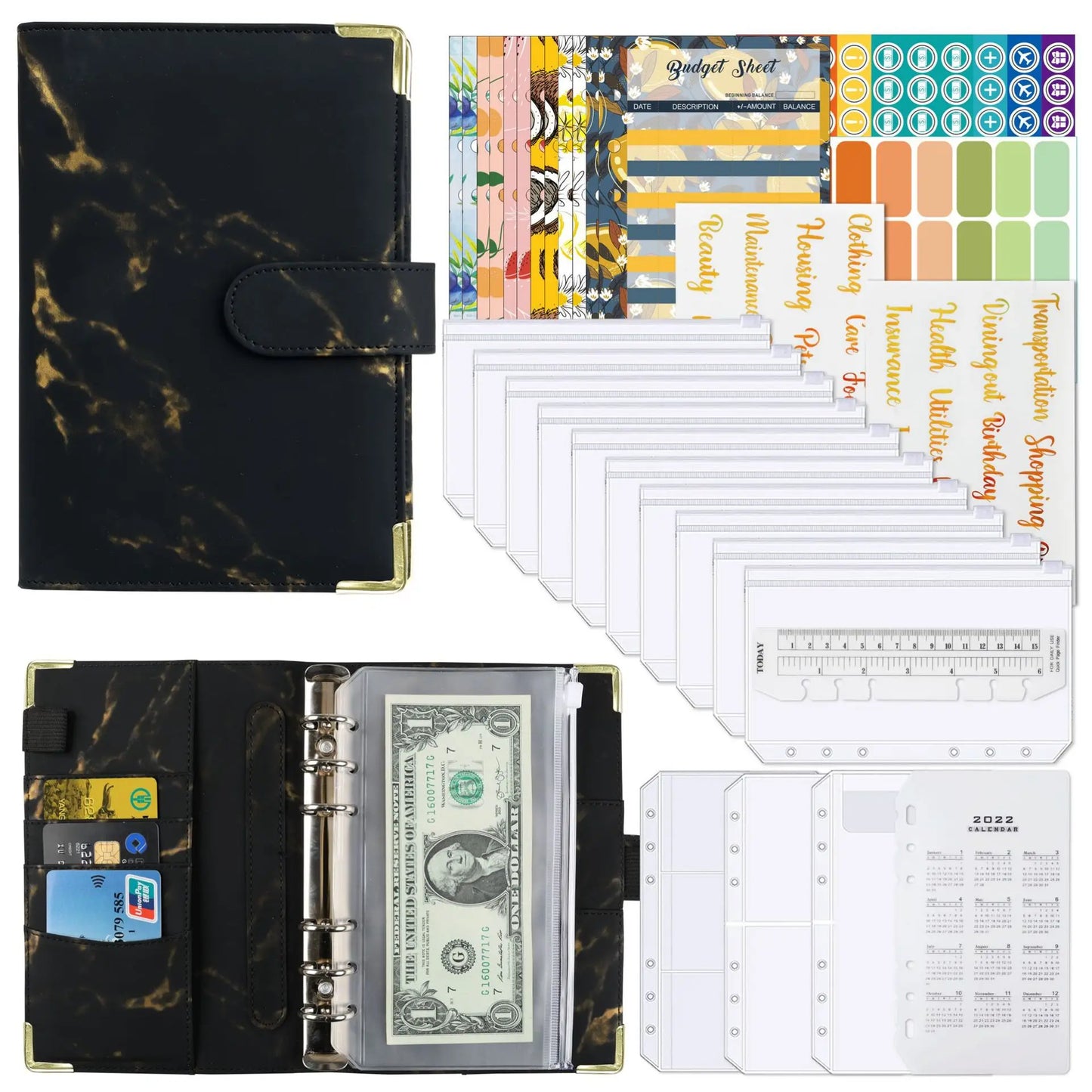 BudgetMate™ A6 Money Budget Planner Binder with Zipper Envelopes