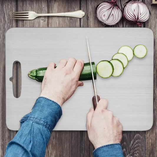 Premium Titanium Cutting Board - Double-Sided 304 Stainless Steel, Food Grade Kitchen Essential