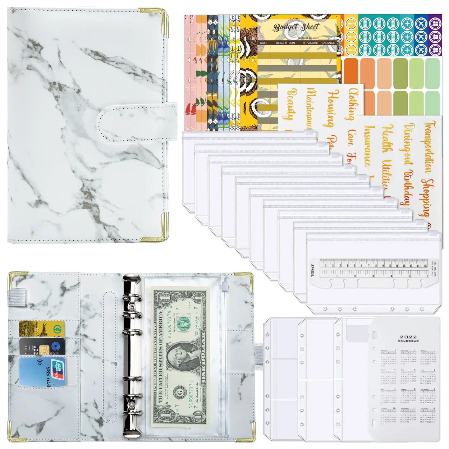 BudgetMate™ A6 Money Budget Planner Binder with Zipper Envelopes