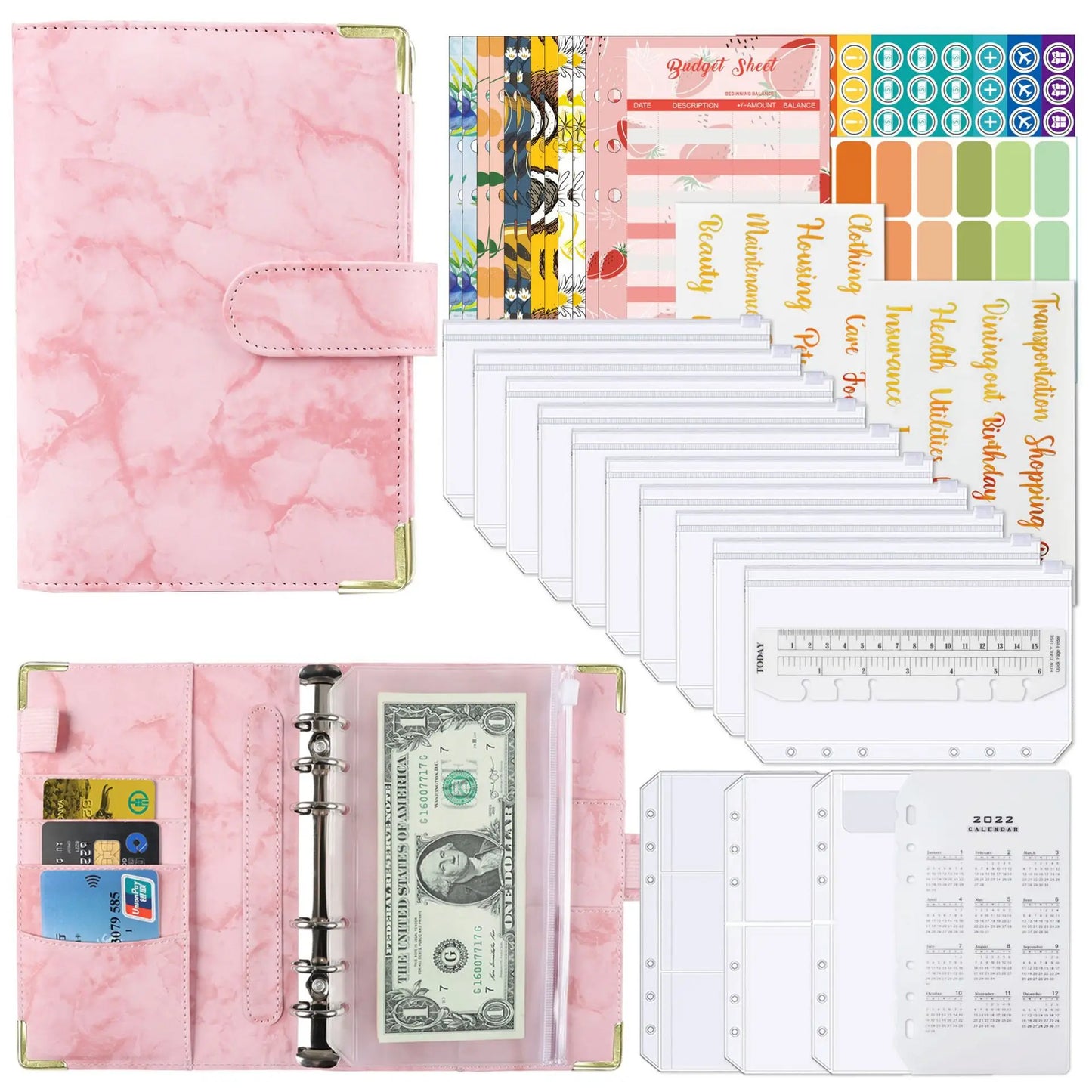 BudgetMate™ A6 Money Budget Planner Binder with Zipper Envelopes