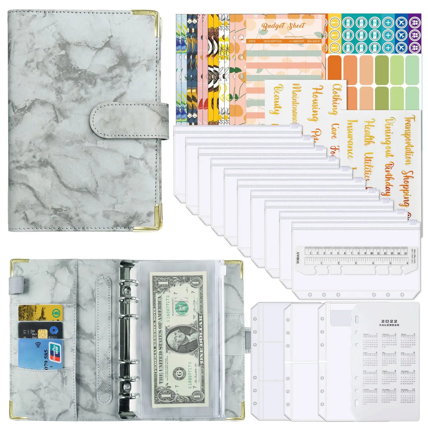 BudgetMate™ A6 Money Budget Planner Binder with Zipper Envelopes