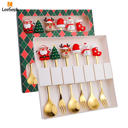 FestiveJoy™ Christmas Spoon & Fork Set – 6 Piece