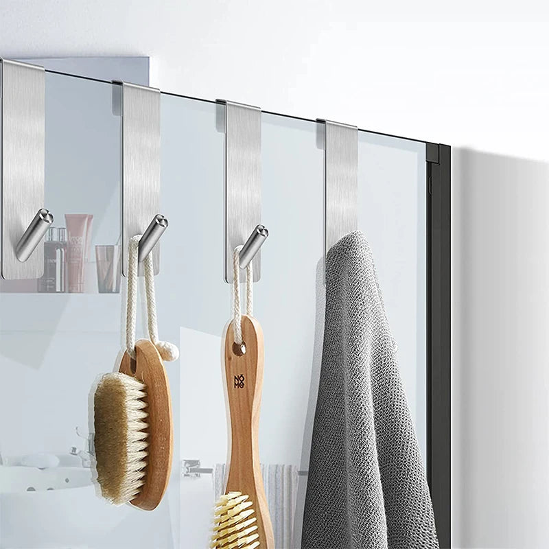 SleekHook™ Stainless Steel Over Glass/Door Towel Hooks